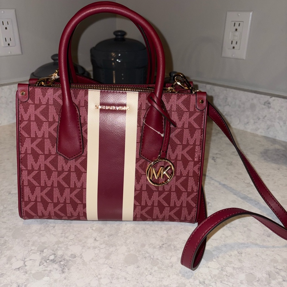 BNWT Michael Kors Burgundy and Cream Satchel